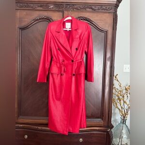 Anthropologie Avec Les Filles Red Leather Trenchcoat❤️‍🔥